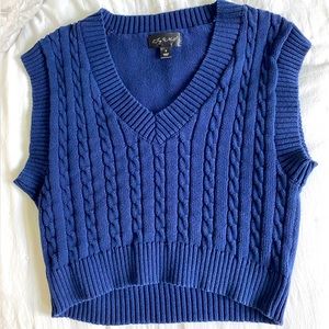 Cropped Navy Vest, Cable-Knit. Perfect Condition 🖤